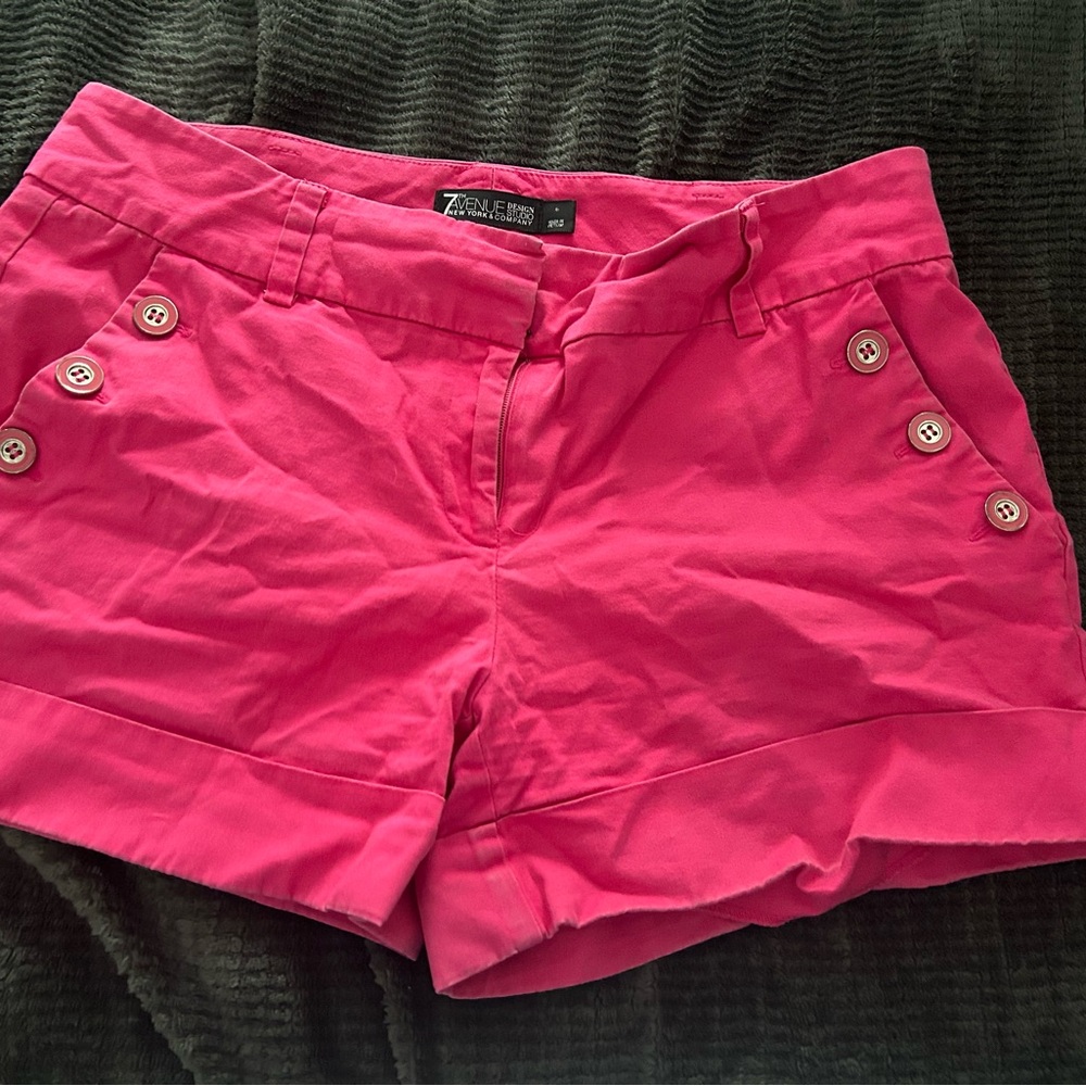 Pink Button-Accent Women's Shorts
